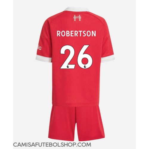 Camisa de time de futebol Liverpool Andrew Robertson #26 Replicas 1º Equipamento Infantil 2025-26 Manga Curta (+ Calças curtas)